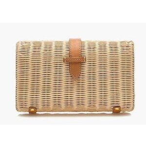 J.Crew Rattan Leather Clutch Tan